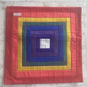 Rainbow Color Design Silk Euro Sham With Zipper in Back NEW